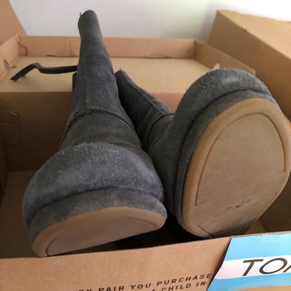 Toms Desert Wedge High Dark Grey Suede - Picture 9 of 9